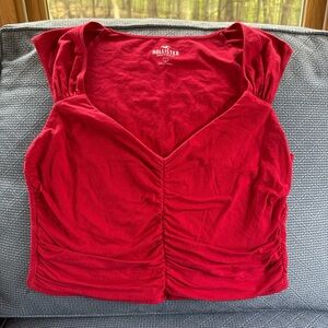 Hollister Red Ruched Crop Tank Top